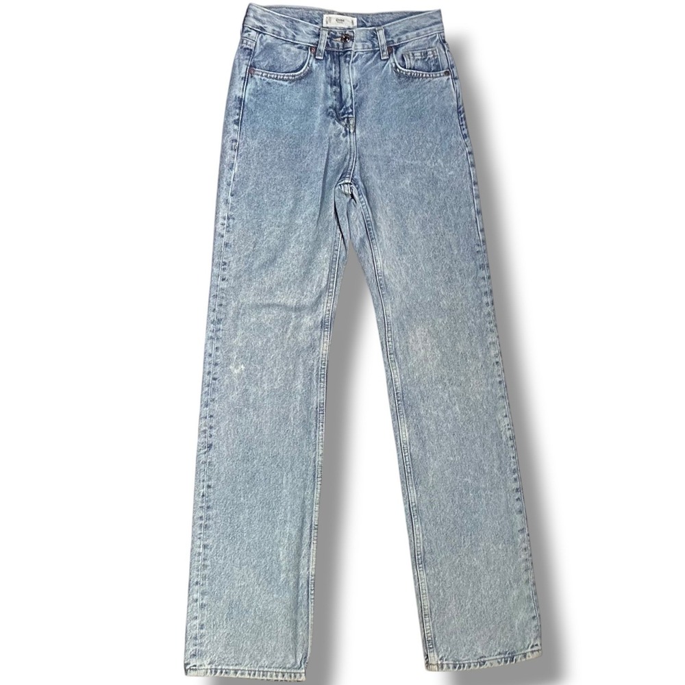 MNG Ankle High Waist Mom Jeans W36 100% Cotton Barcelona Style Light Blue Wash